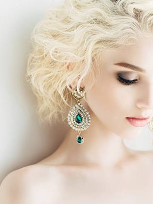Beautiful woman with beautiful earings and hairstyle