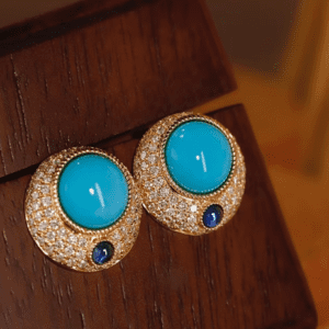 Opulent Yellow Gold Turquoise Earrings