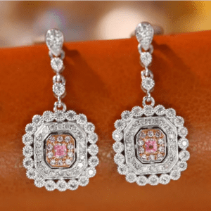 Lace Bloom Pink Diamond Drop Earrings