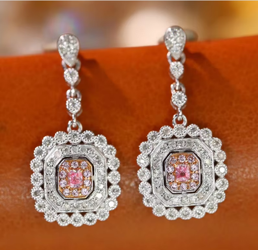 Lace Bloom Pink Diamond Drop Earrings