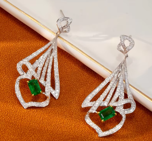 Emerald Elegance Skirt Drop Earrings