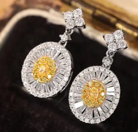 Luxury Yellow Diamond Drop Earrings