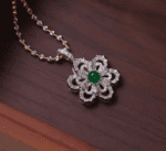 White Gold Diamond & Emerald Flower Necklace