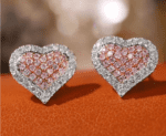 Heart Design Pink Diamond Studs