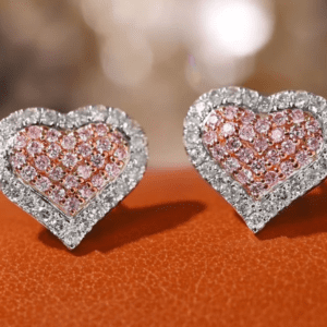 Heart Design Pink Diamond Studs