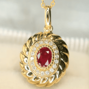 Vintage Palace Ruby & Diamond Pendant Necklace