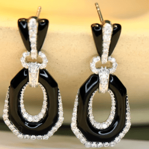 Stunning Onyx & Diamond Earrings