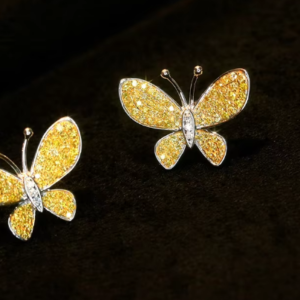 Charming Yellow Diamond Butterfly Earrings