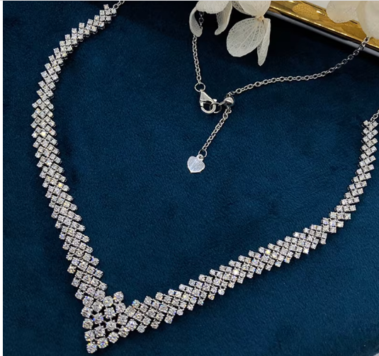 Stunning V-Shape Diamond Necklace