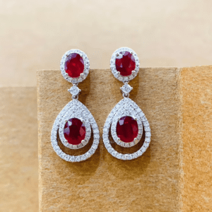 Chic Ruby & Diamond Drop Earrings