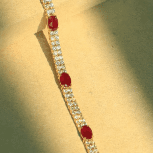 Gold Pigeon Blood Ruby & Diamond Bracelet