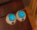 Opulent Yellow Gold Turquoise Earrings