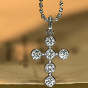 Cross Design Diamond Pendant Necklace