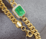 Yellow Gold Emerald & Diamond Cuban Bracelet