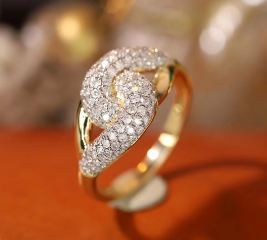 Romantic Buckle Design Diamond Ring