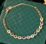 Romantic Yellow Gold Aquamarine & Diamond Bracelet