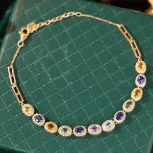 Romantic Yellow Gold Aquamarine & Diamond Bracelet