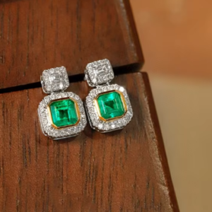 Elegant Emerald & Diamond Party Earrings