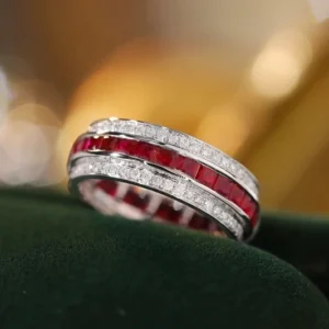 Chic White Gold Ruby & Diamond Ring