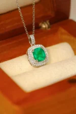 White Gold Emerald & Diamond Necklace