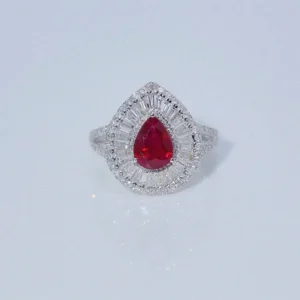 Elegant Water Drop Ruby & Diamond Ring