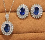 Classic 18K White Gold Sapphire and Diamond Set