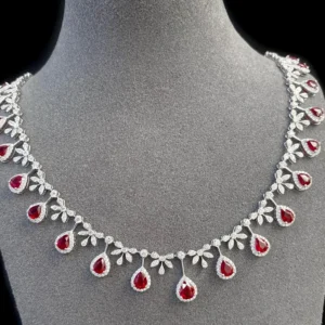 Stunning White Gold Ruby & Diamond Necklace