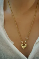 Aquamarine Diamond Heart Necklace - Image 4