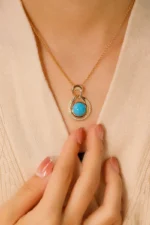 Elegant Yellow Gold Turquoise Jewelry Set - Image 5