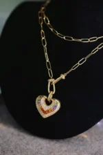 Aquamarine Diamond Heart Necklace - Image 3