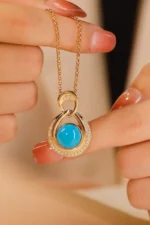 Elegant Yellow Gold Turquoise Jewelry Set - Image 2