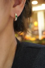 Artemies Vintage: Emerald Diamond Hoop Earrings - Image 6