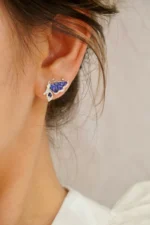 Elegant Butterfly Sapphire and Diamond Earrings - Image 3