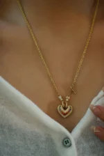 Aquamarine Diamond Heart Necklace - Image 5