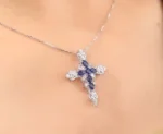 Vintage Cross Sapphire & Diamond Necklace