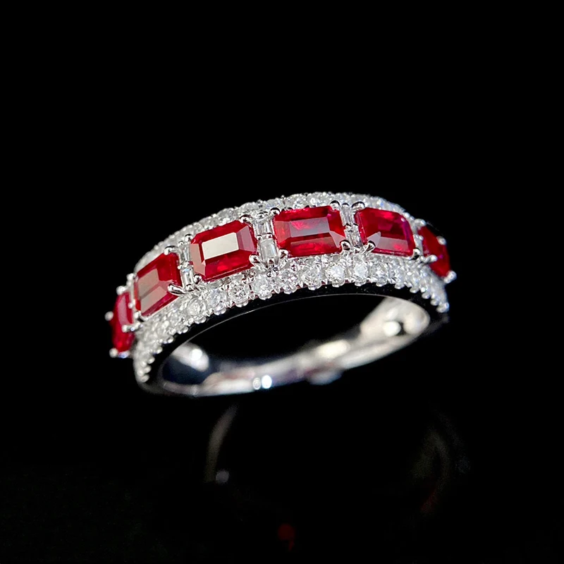 Elegant Ruby Diamond White Gold Ring