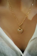 Aquamarine Diamond Heart Necklace - Image 6