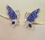 Elegant Butterfly Sapphire and Diamond Earrings