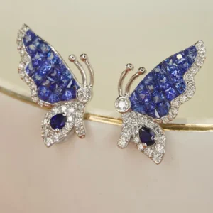 Elegant Butterfly Sapphire & Diamond Earrings