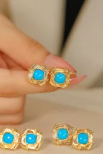 Timeless Yellow Gold Turquoise Jewelry Set - Image 3