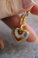 Aquamarine Diamond Heart Necklace - Image 2