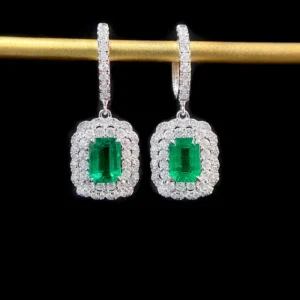 Chic Diamond & Emerald Hoop Earrings