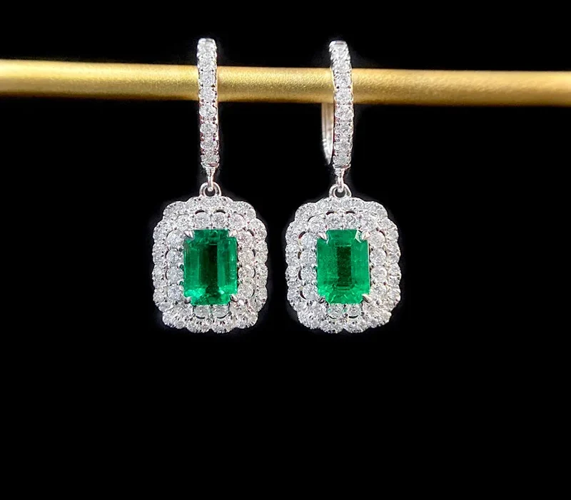 Chic Diamond & Emerald Hoop Earrings