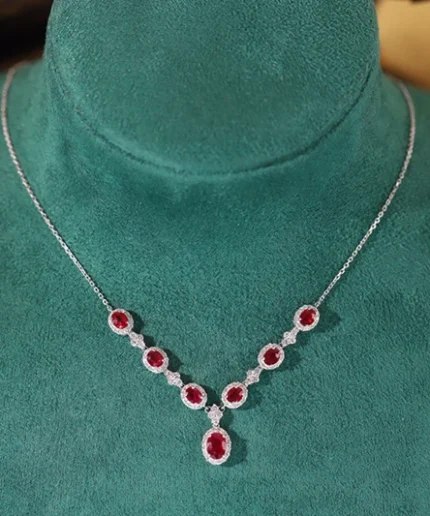 Ruby Diamond Gemstone Necklace