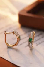 Artemies Vintage: Emerald Diamond Hoop Earrings - Image 3