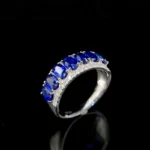 Luxury Sapphire Diamond White Gold Ring