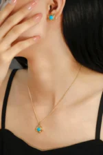 Timeless Yellow Gold Turquoise Jewelry Set - Image 5