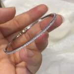 18K White Gold Diamond Bangle - Elegant Bridal Jewelry - Image 7