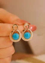 Elegant Yellow Gold Turquoise Jewelry Set - Image 6