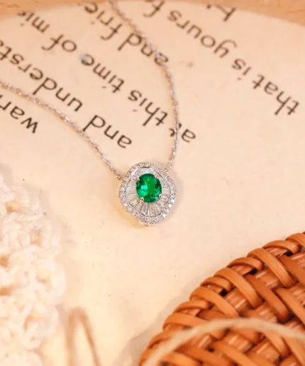 Emerald Diamond Pendant Necklace